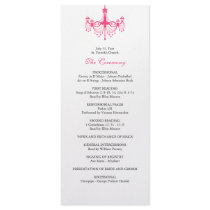 Pink & Black Chandelier Wedding Program Rack Card Template
