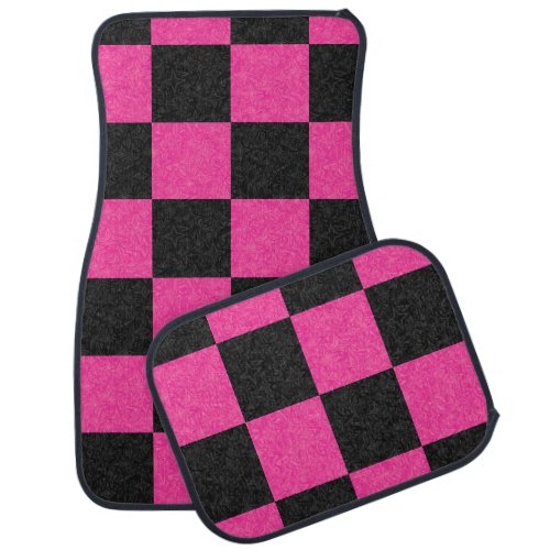 Pink Black Checkerboard Car