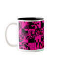 Pink & Black Checkers mugs by Artamatik Pink & Black Checkers mugs