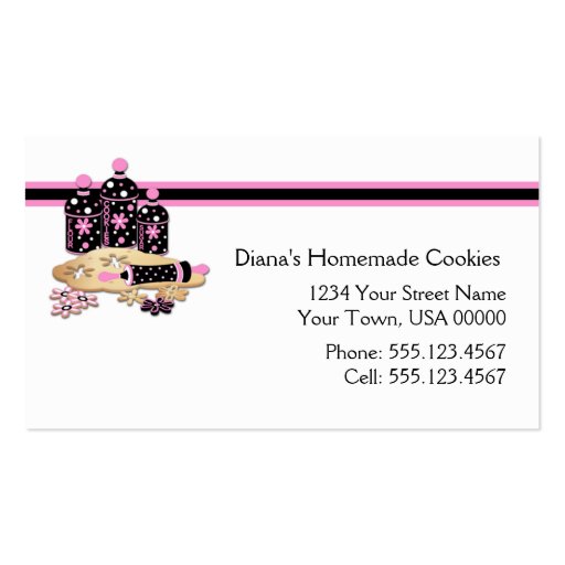 Pink Black Cookie Baking Business Card (front side)