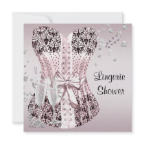 Pink Black Corset Lingerie Bridal Shower Custom Announcement