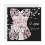 Pink Black Corset Lingerie Bridal Shower invitations