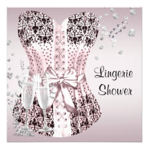 Pink Black Corset Lingerie Bridal Shower Custom Announcement