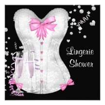 Pink Black Corset Lingerie Bridal Shower Custom Announcement