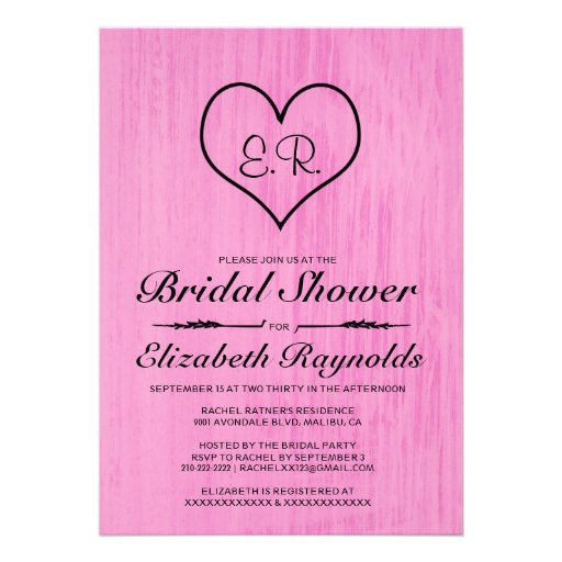 Pink & Black Country Bridal Shower Invitations