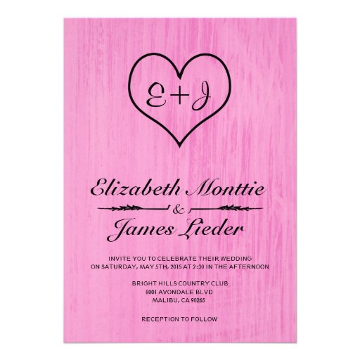 Pink & Black Country Wedding Invitations