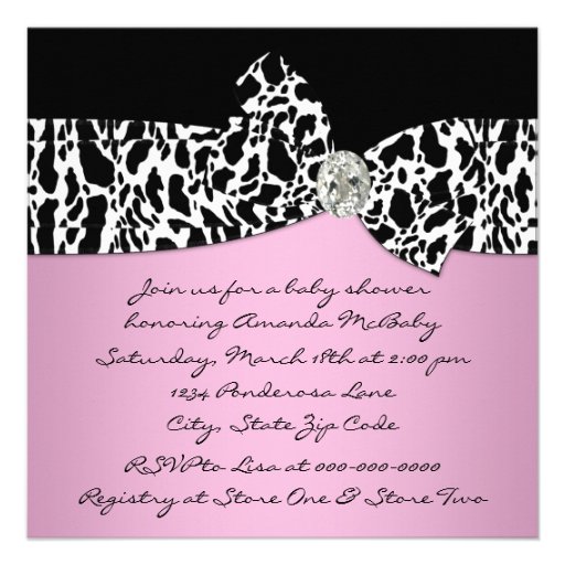 Pink Black Cow Print Cowgirl Baby Shower Personalized Invites
