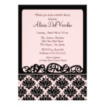 Pink & Black Damask Bridal Shower Invitation