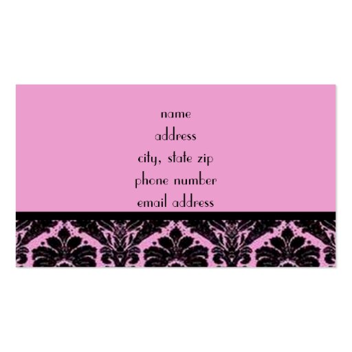 Pink & Black Damask Business Card (back side)