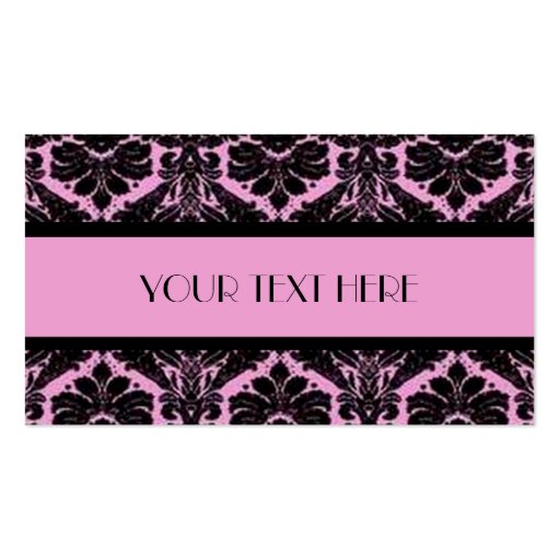 Pink & Black Damask Business Card Templates (front side)