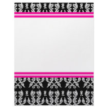 Pink Black Damask Letterhead