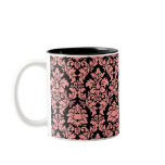 Pink & Black Damask Coffee Mug