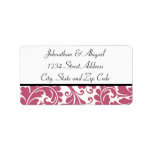 Pink Black Damask Pattern Custom Address Label