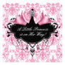 Pink Black Damask Princess Baby Shower Invites