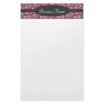 Pink & Black Damask Stationary Stationery