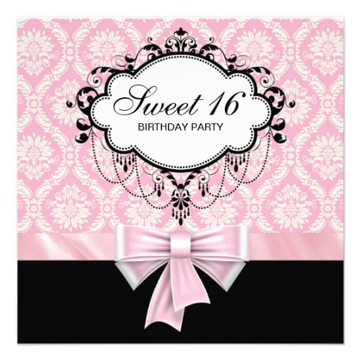... Black Damask Sweet 16 Birthday Party Custom Invitation from Zazzle.com ... Black Damask Sweet 16 Birthday Party Custom Invitation from Zazzle.com