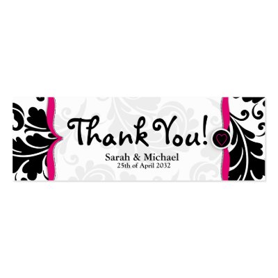 Pink &amp; black damask Wedding favor Gift tag Business Cards