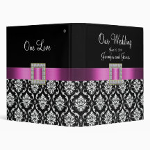 Pink, Black Damask Wedding Planner Binders