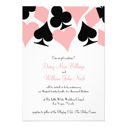 Pink & Black Destiny Las Vegas Wedding Invitation (front side)