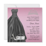 Pink Black Elegant Quinceanera Invitations