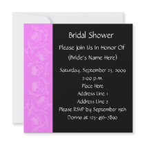 Pink Black Floral Bridal Wedding Shower Invitation