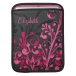 Pink Black Floral Personalized Rickshaw Sleeve Sleeves For iPads