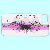 Pink Black Floral Retro Swirls iPhone5 Case casemate cases