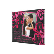 Pink Black Floral Wedding Photo Template Canvas wrappedcanvas