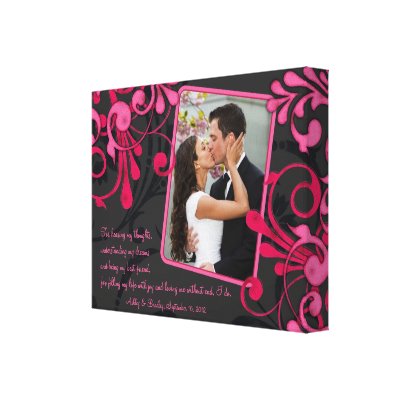 Black People Wedding Pictures on Pink Black Floral Wedding Photo Template Canvas Gallery Wrapped Canvas