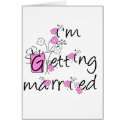 Pink/Black Flowers Getting Married cards