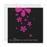 Pink & Black Flowers Trendy Wedding Invitation invitation