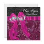 Pink Black Fuchsia Sweet Sixteen Birthday Party Personalized Invite