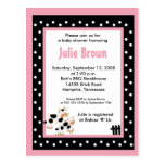 Pink & Black Girly Moo Cow Baby Shower Invitations Post Card