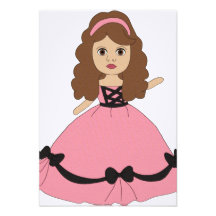 Pink & Black Gown Princess 1 Invitation