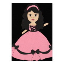 Pink & Black Gown Princess 2 Personalized Invitation