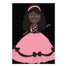 Pink & Black Gown Princess 3 Custom Invite