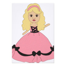 Pink & Black Gown Princess 4 Personalized Invitation