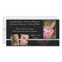 Pink & Black Graduation Annoucment & Invitation photo cards by Designdivaad Pink & Black Graduation Annoucment & Invitation photo cards