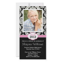 Pink Black Graduation Invitation Class of 2012 Personalized Photo Card
