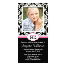 Pink Black Graduation Invitation Class of 2012 Personalized Photo Card