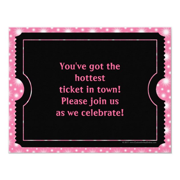 Pink Black Graduation Party Ticket Invitation