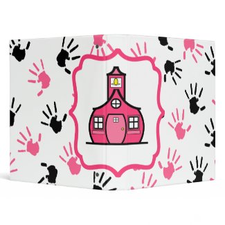 Pink & Black Handprints Large Schoolhouse Binder binder