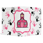 Pink &amp; Black Handprints Large Schoolhouse Binder