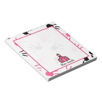 Pink & Black Handprints Teacher Notepad
