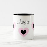 PInk & Black Hearts Customized Valentine Name Mug