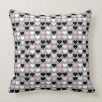 Pink Black Hearts Pillow pillows