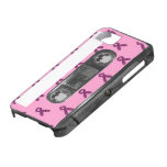 Pink/Black Houndstooth Awareness Ribbon Cassette iPhone 5 Cases