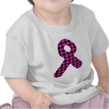 Pink/Black Houndstooth Awareness Ribbon Tee Shirt
