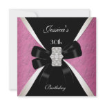 Pink Black  Invitation White 30th Birthday