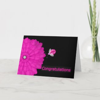Pink & Black Ladybug Graduation Card zazzle_card